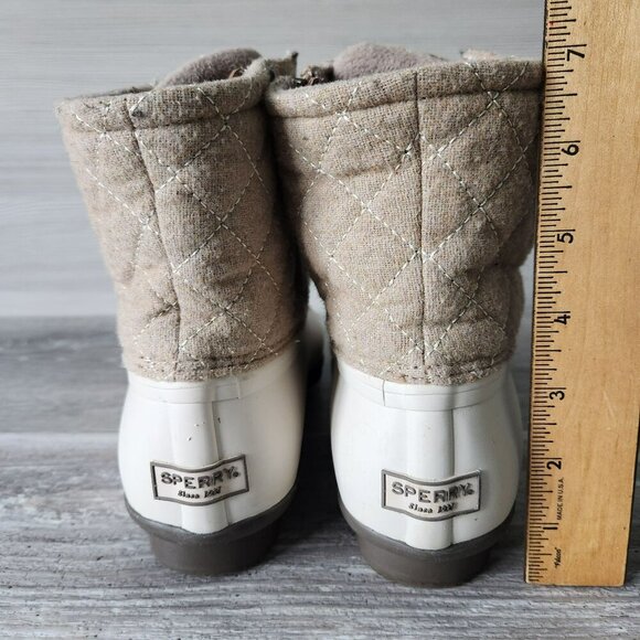 Sperry Womens 8.5M WOOL Duck Boots Beige Cream Quilted Upper Rubber Sole - Picture 5 of 14